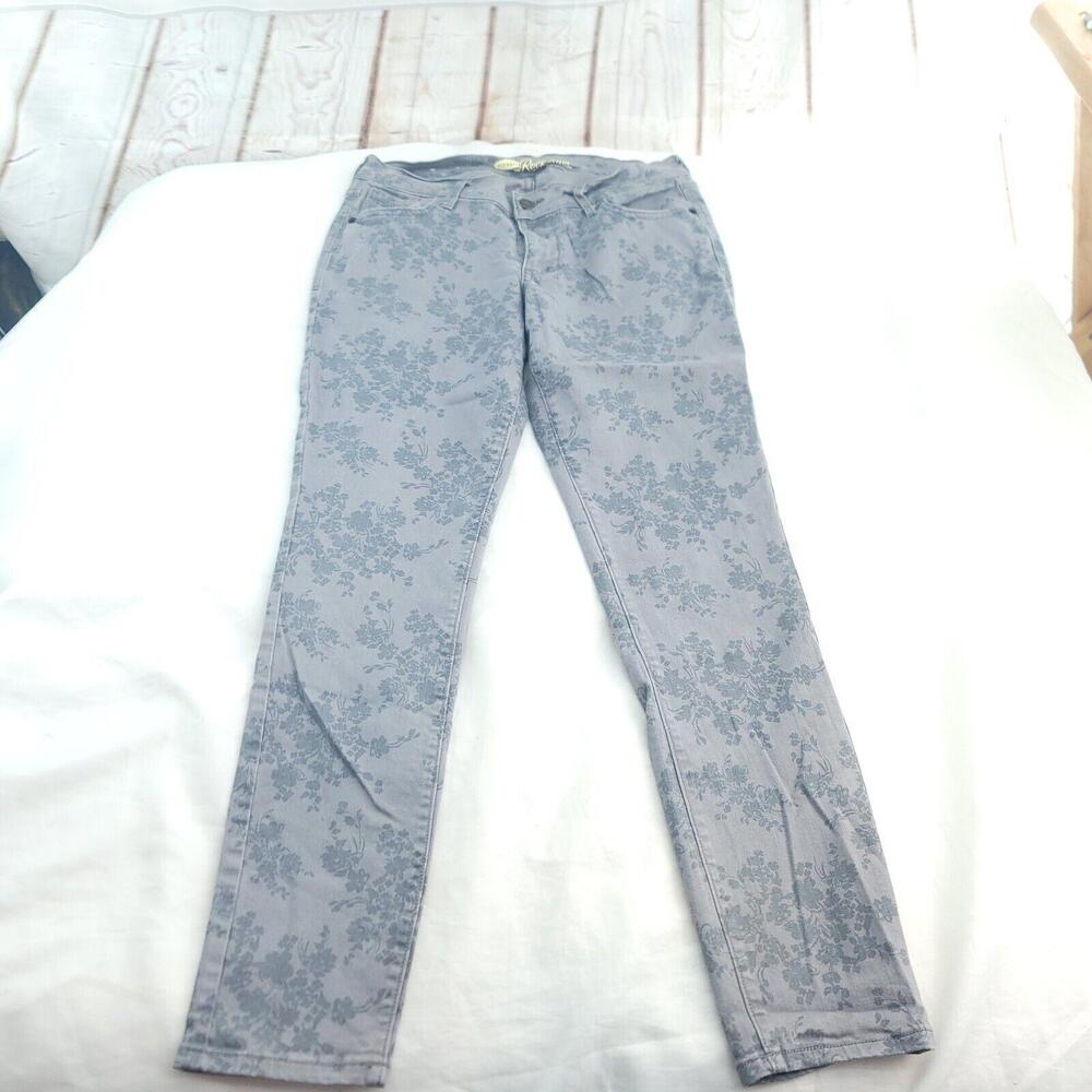 Old Navy The Rockstar Light Gray Floral Cotton Polyester Size 10 Jeans